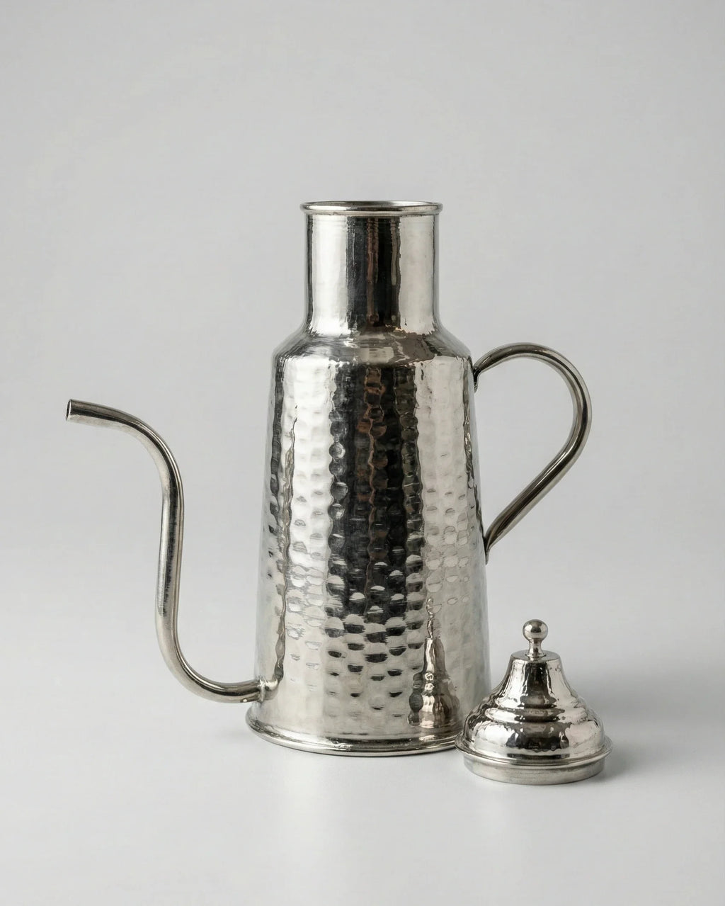 Antep Dövme Uzun Emzikli Gümüş 500 ml Bakır Yağdanlık ve Zemzemlik