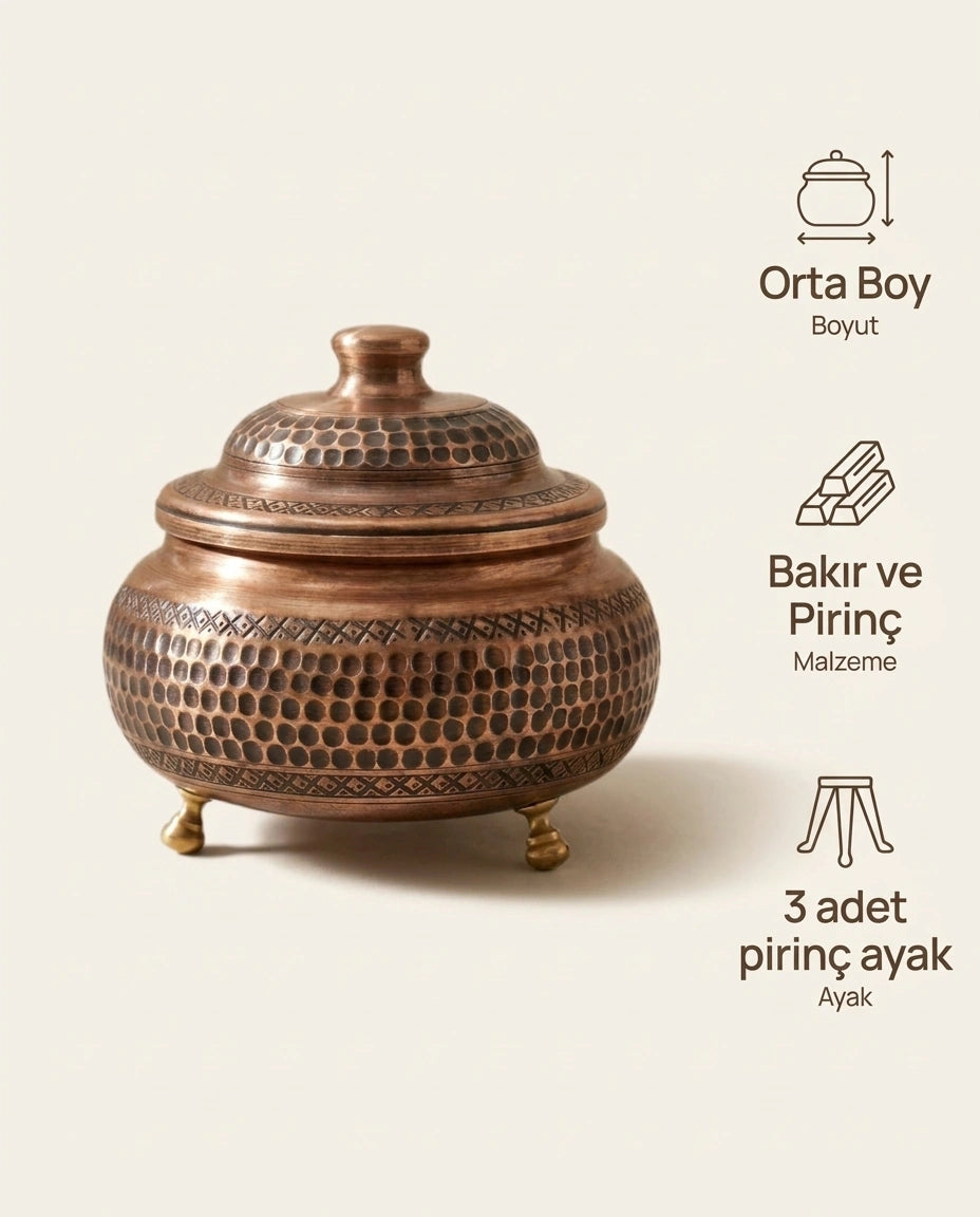 Antep Eskitme Dövme Bakır Şekerlik - Desenli (Orta) - Bilgi İnfografiği - Gaziantep Bakırcılık