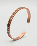 Antep İşi Baklava Motifli Yassı Saf Bakır Bileklik