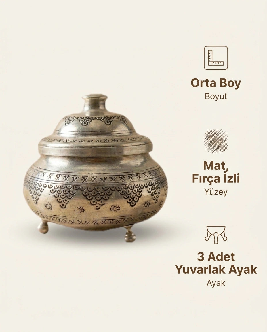 Antep İşi Çizgili Desenli Mat Bakır Şekerlik (Orta) - Bilgi İnfografiği - Gaziantep Bakırcılık