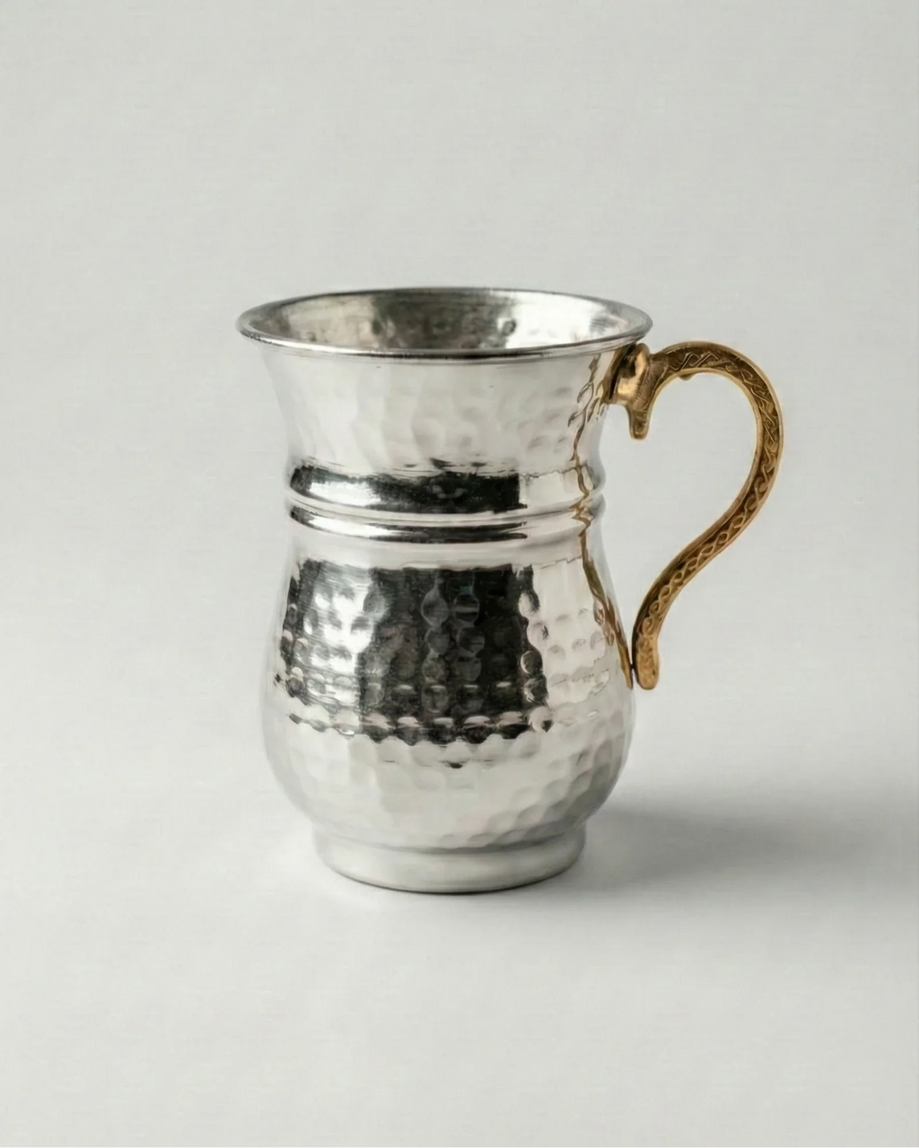 Antep İşi Dövme Bakır Kupa - Beyaz (220 ml)