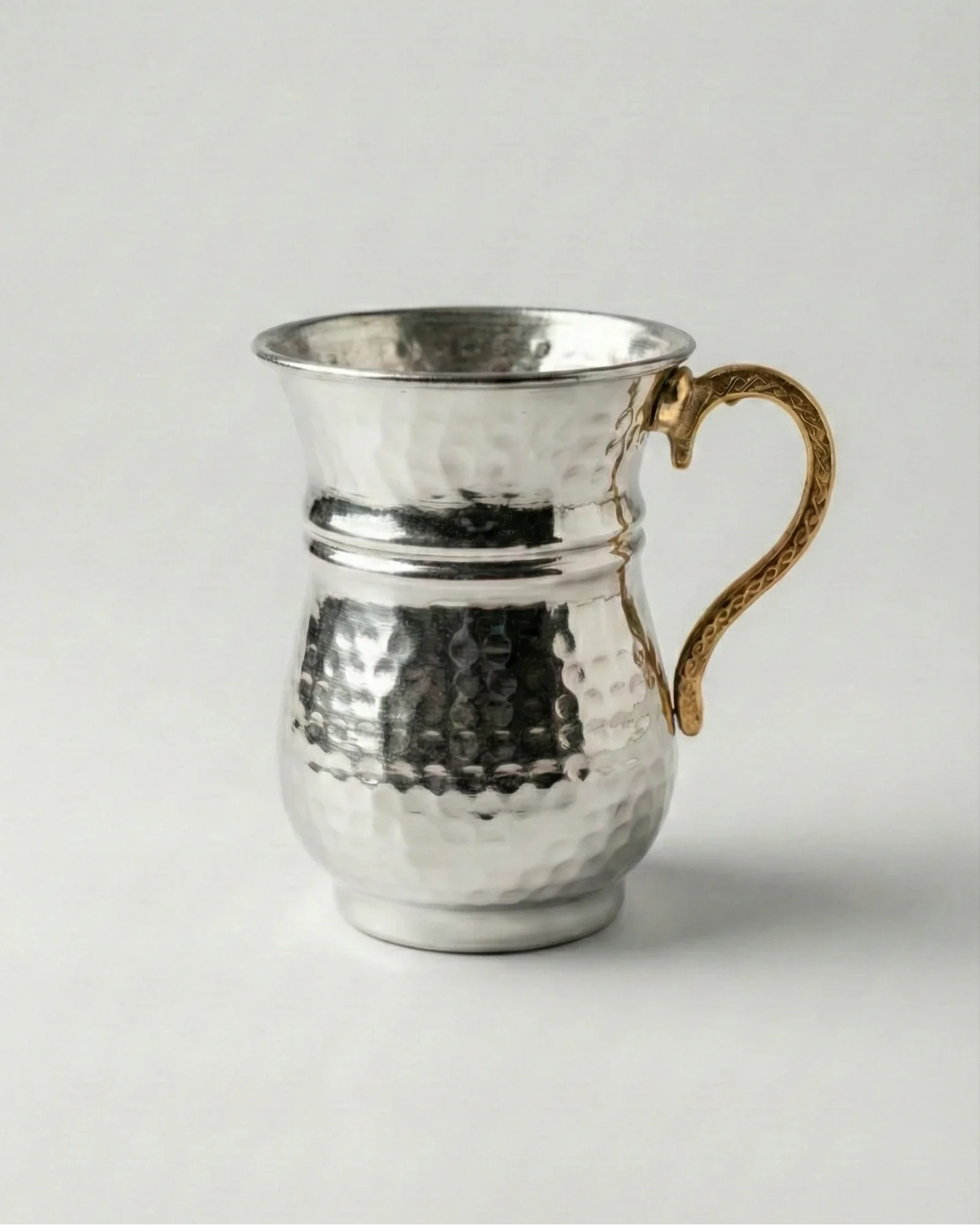 Antep İşi Dövme Bakır Kupa - Beyaz (220 ml)