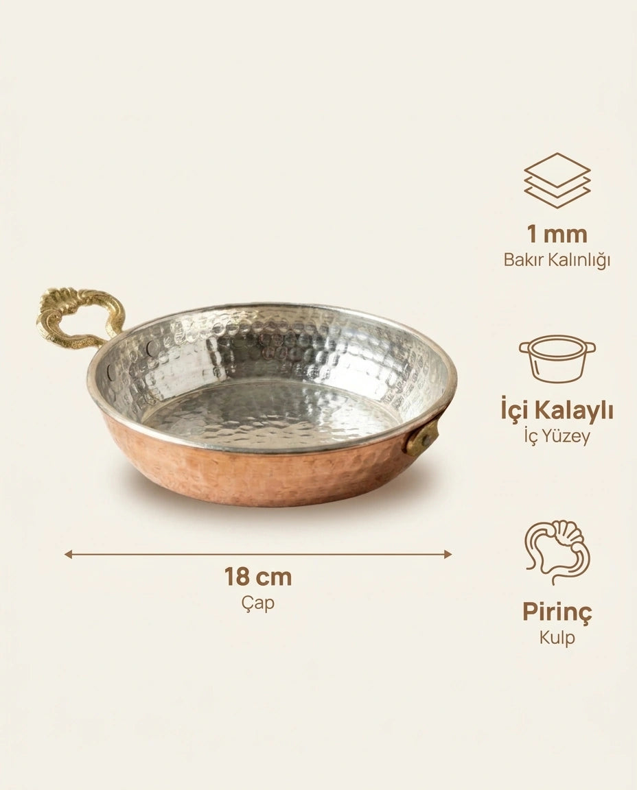 Antep İşi El Dövmesi Bakır Sahan - 18 cm - Bilgi İnfografiği - Gaziantep Bakırcılık