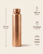 Antep İşi El Yapımı Saf Bakır Su Şişesi (500 ml) - Dövme Desen - Bilgi İnfografiği - Gaziantep Bakırcılık