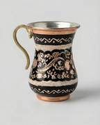 Antep İşi İşlemeli Düz Bakır Kupa - Siyah (220 ml)