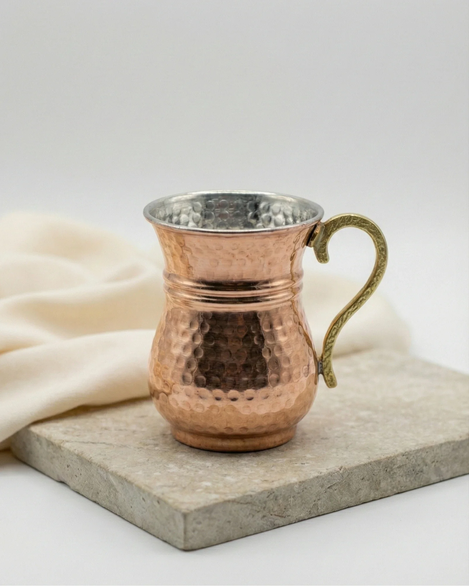 Antep İşi Dövme Bakır Kupa - Kızıl (220 ml)