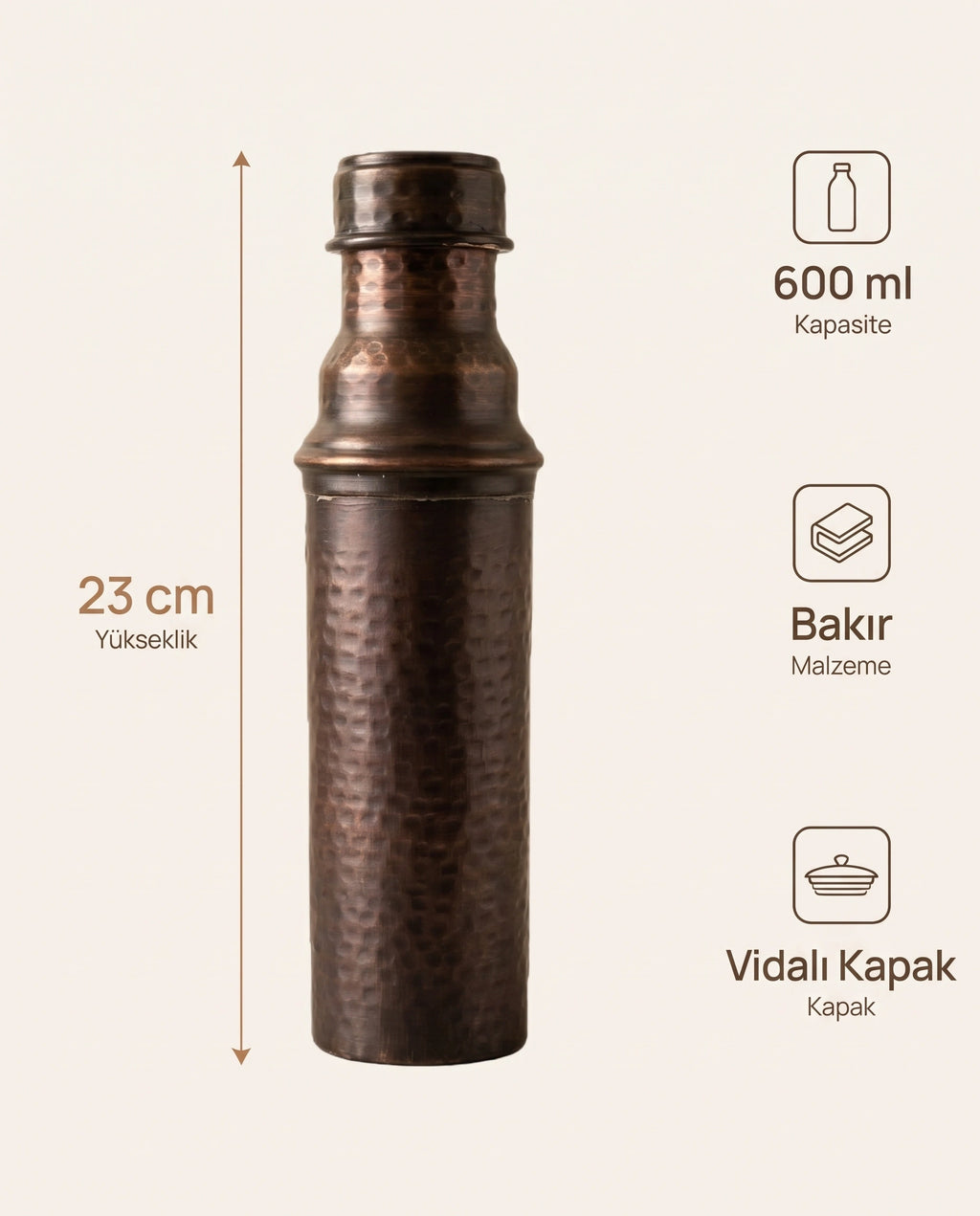Dövme Desenli Eskitme Bakır Matara 600 ml Boğumlu Model, Antep İşi - Bilgi İnfografiği - Gaziantep Bakırcılık