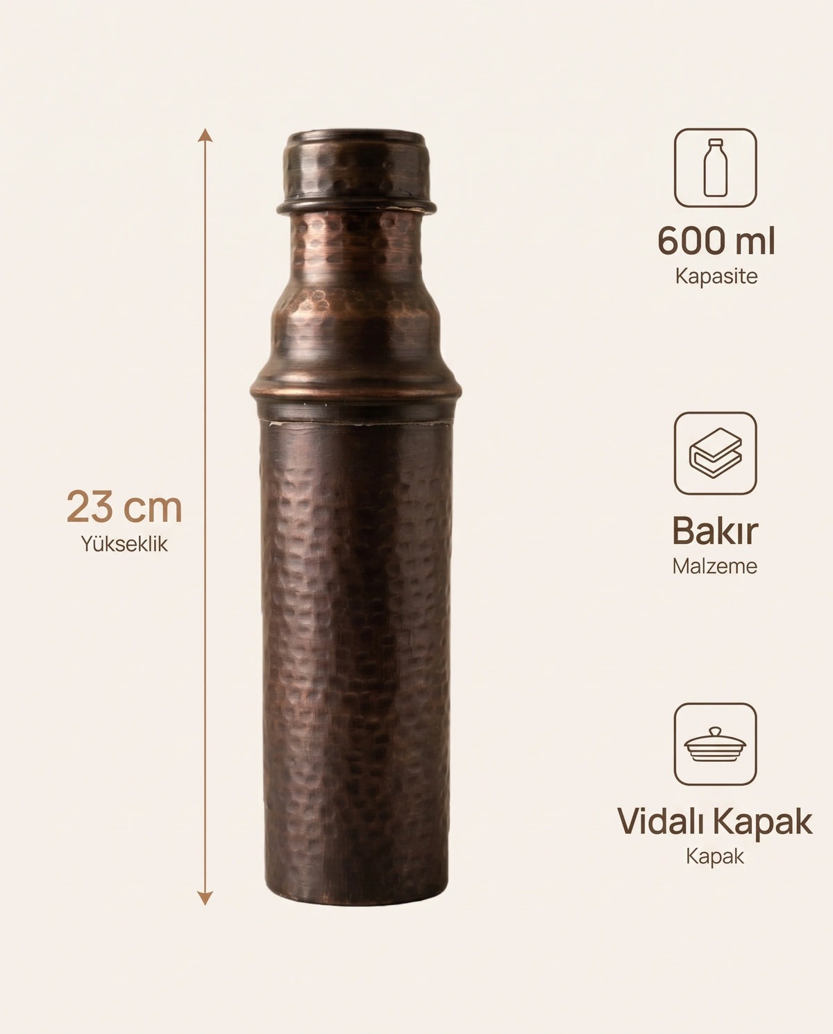 Dövme Desenli Eskitme Bakır Matara 600 ml Boğumlu Model, Antep İşi - Bilgi İnfografiği - Gaziantep Bakırcılık