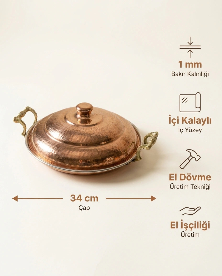 Dövme Kızıl 34 cm Bakır Sac Tava - Bilgi İnfografiği - Gaziantep Bakırcılık