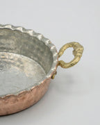 Antep İşi El Dövmesi Dilimli Bakır Mini Sahan (Tereyağlık) - 12 cm