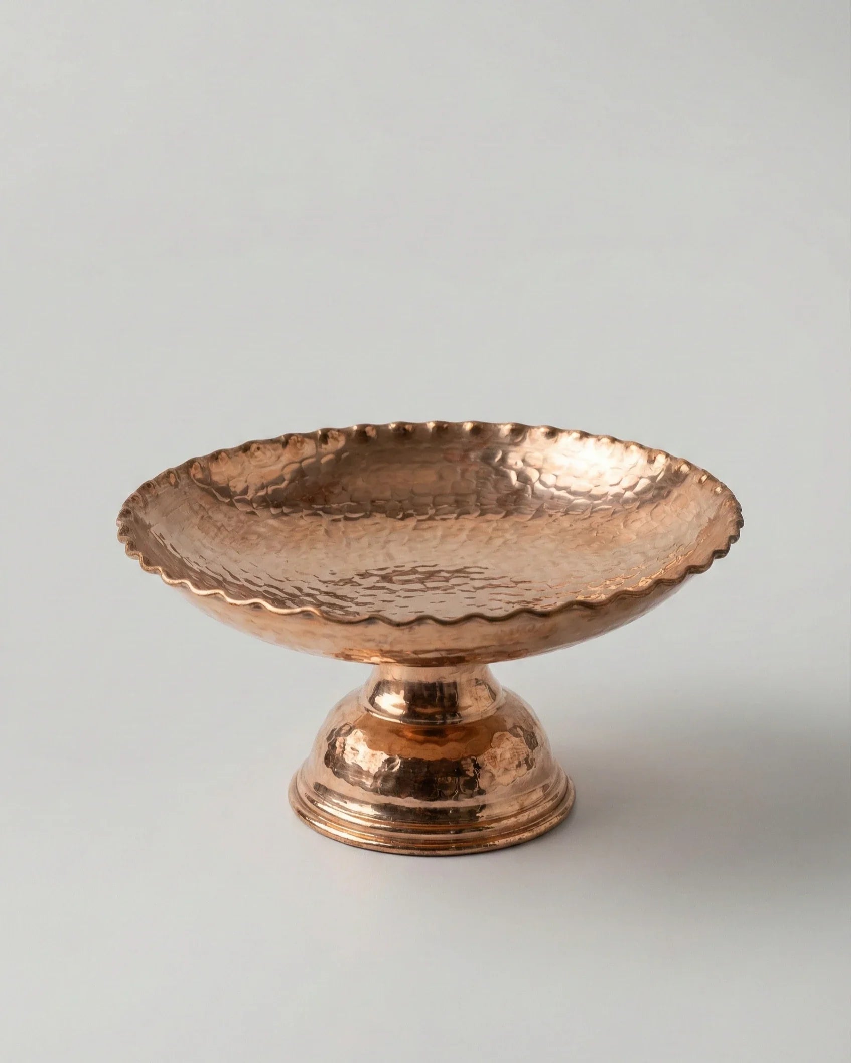 Antep İşi 3'lü Ayaklı, Kızıl Dövme Bakır Sunum Seti