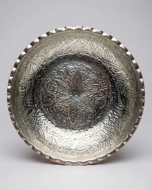 Antep İşi 2'li İç İçe Geçen İşlemeli Bakır Sunum Seti (10-12 cm)