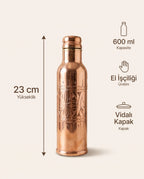 Kalem İşi Geometrik Desenli Kızıl Bakır Matara 600 ml, Antep İşi - Bilgi İnfografiği - Gaziantep Bakırcılık