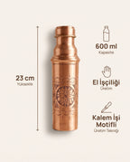 Kalem İşi Geometrik Motifli Kızıl Bakır Matara 600 ml, Antep İşi - Bilgi İnfografiği - Gaziantep Bakırcılık