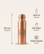 Kalem İşi Madalyon Motifli Kızıl Bakır Matara 600 ml, Kalaylı ve Kalaysız Seçenekli - Bilgi İnfografiği - Gaziantep Bakırcılık