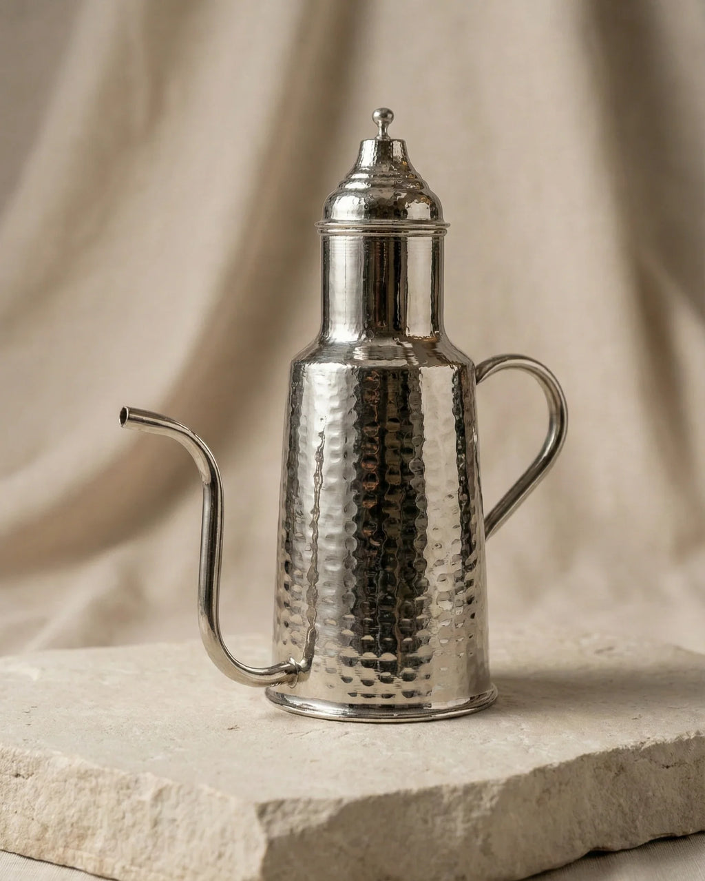 Antep Dövme Uzun Emzikli Gümüş 500 ml Bakır Yağdanlık ve Zemzemlik