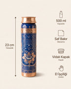 Mine İşlemeli Lacivert Bakır Matara 500 ml, Antep İşi - Bilgi İnfografiği - Gaziantep Bakırcılık