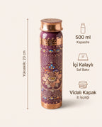 Mine İşlemeli Mor Bakır Matara 500 ml, Antep İşi - Bilgi İnfografiği - Gaziantep Bakırcılık