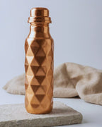 Antep İşi Elmas Kesim Desenli Bakır Matara (700 ml) - Prizma Model