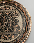 Antep Siyah İşlemeli Oval Bakır Tepsi - 40 cm