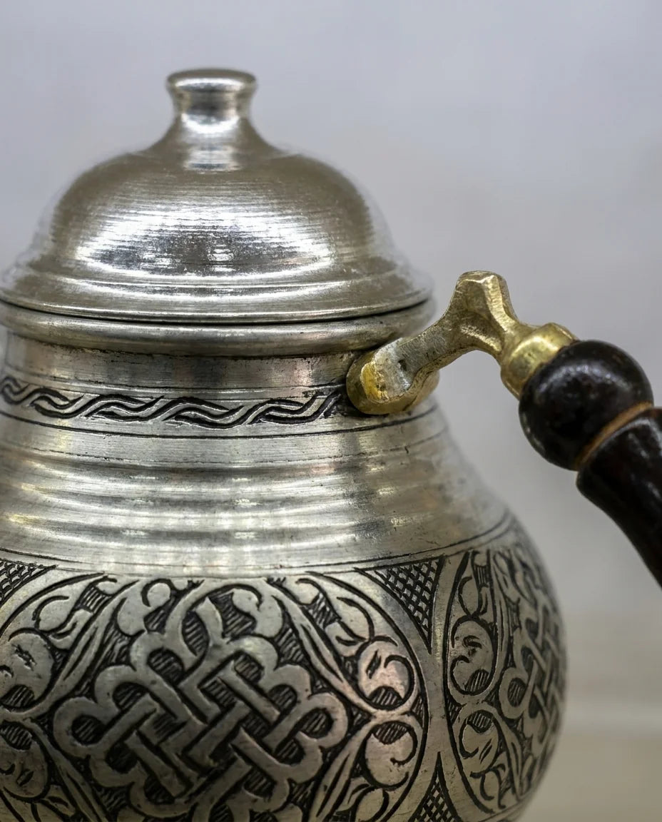 Reşolu kalaylı kalem işi çaydanlık - Gaziantep Bakırcılık