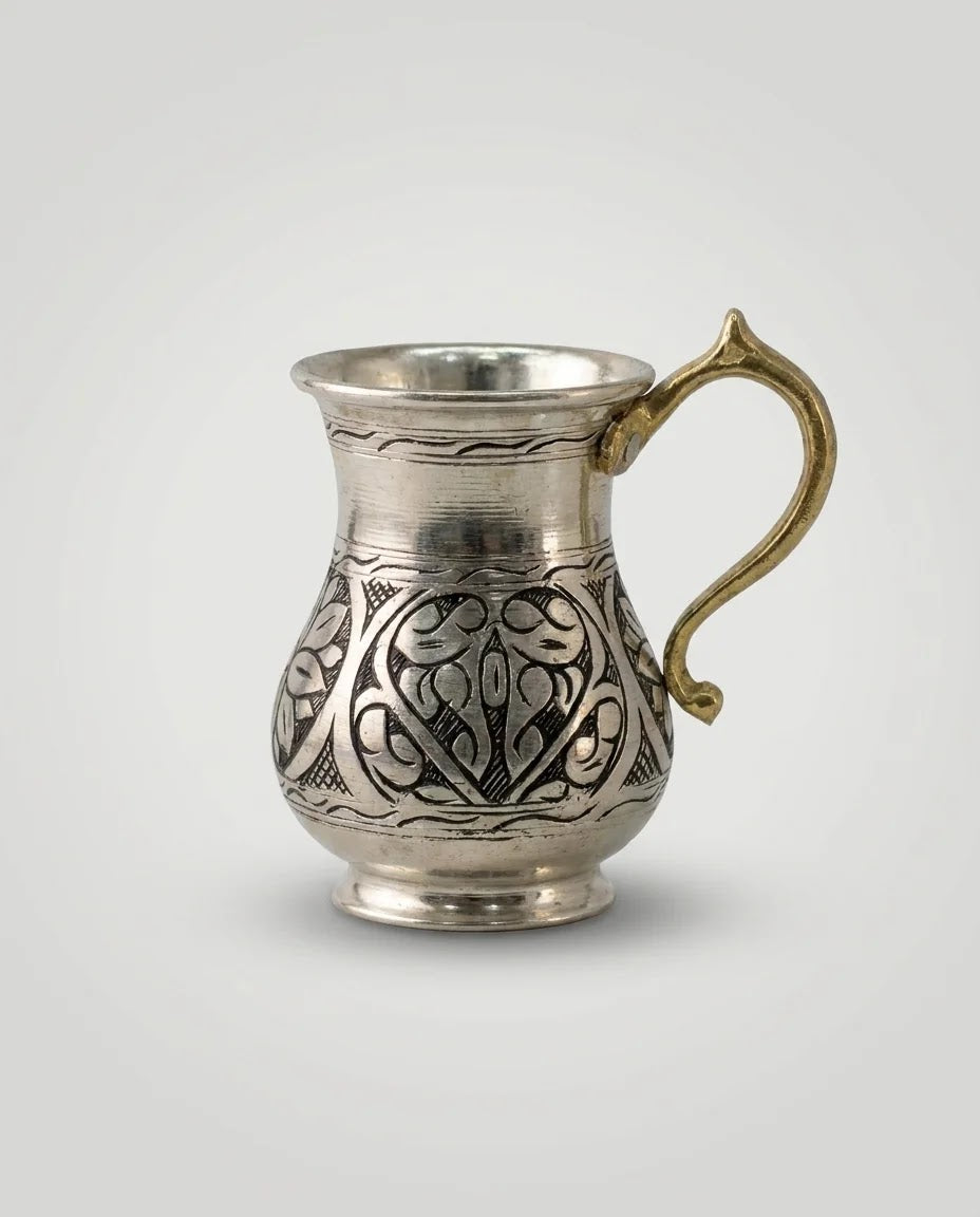 Tombul Kalem İşlemeli Bakır Bardak, Antep İşi - Gaziantep Bakırcılık