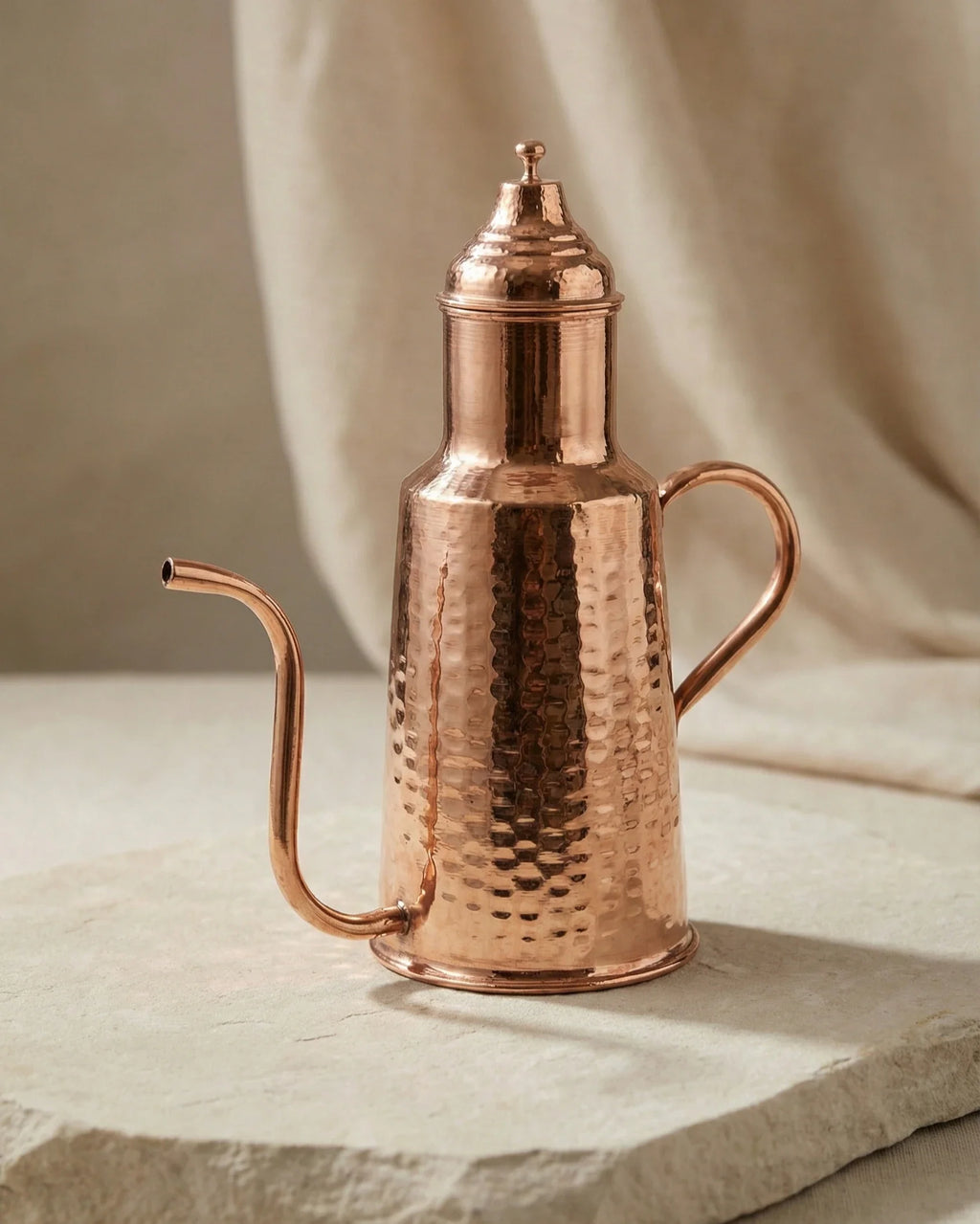 Antep Dövme Uzun Emzikli Kızıl 500 ml Bakır Yağdanlık ve Zemzemlik